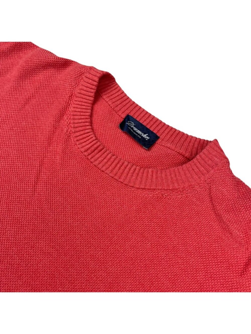 Drumohr Men's 100% Cotton Crewneck Knit Sweater Coral Pink • Italy • Size 50